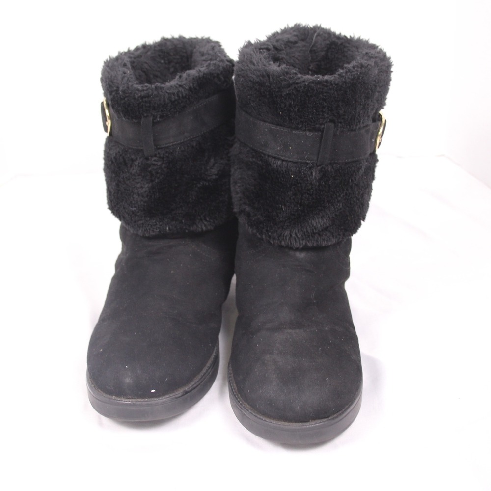 G by Guess‎ Womens Black Faux Suede Fur Lined Winter Boots Size 8